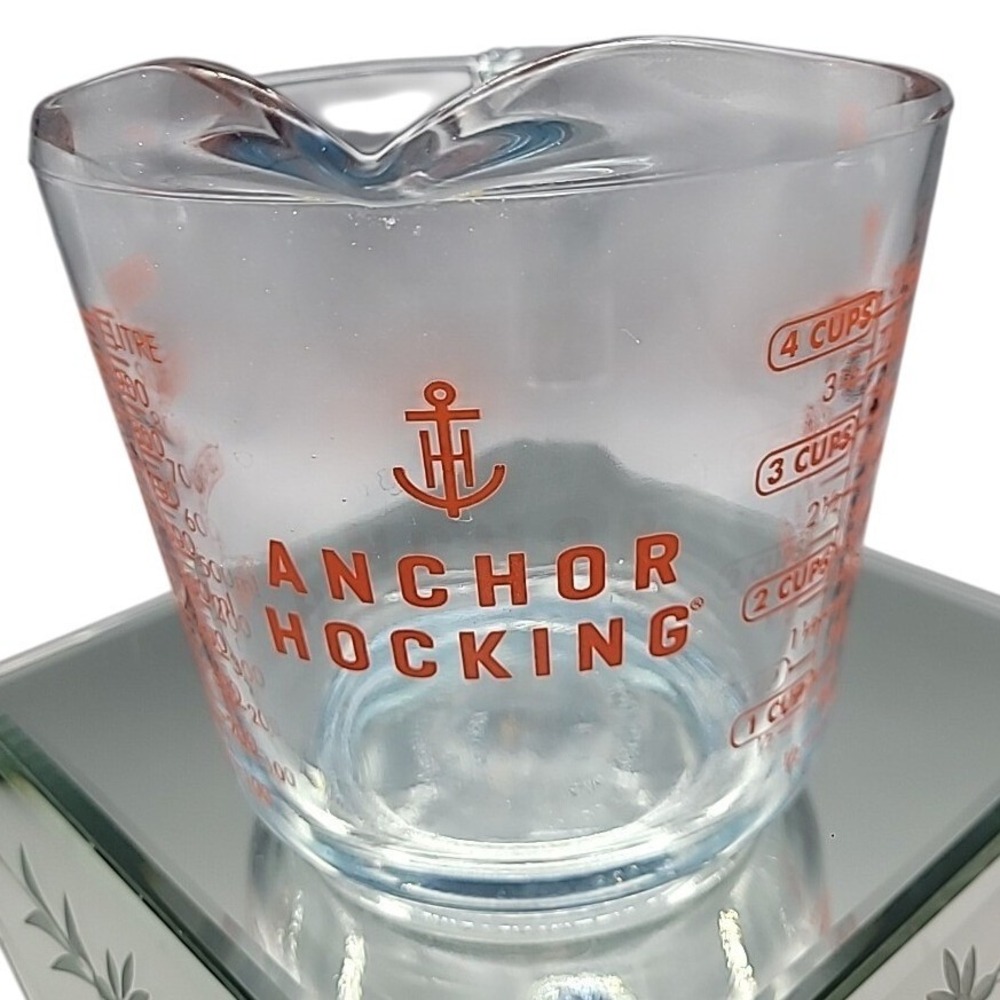 Anchor Hocking 4 Cup Glass Measuring Cup 32oz Red Lettering #8 - Picture 2 of 7